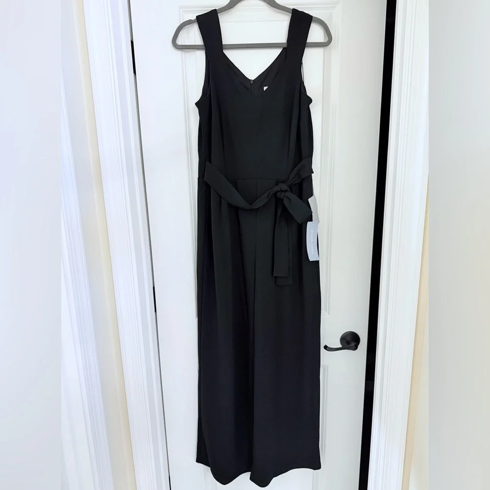 🖤NWT London Times Black Belted Jumpsuit | Women’s Size 6 | Sleeveless | Wide-Leg - Picture 5 of 11